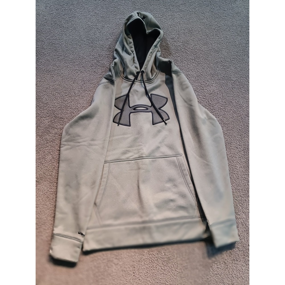 Under Armour ColdGear Big Logo Hoodie Men's Small Gray Fleece Pullover UA 125939